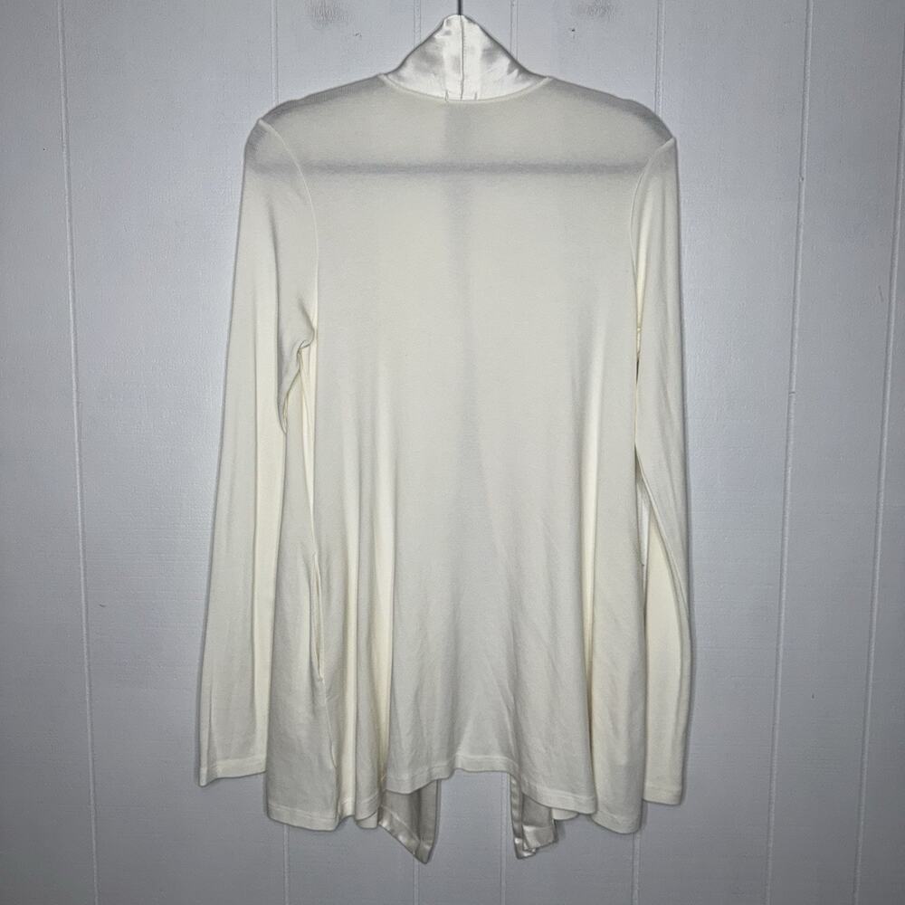 Pj Harlow Women’s Shelby Cardigan Robe Satin Trim Ivory White Size Small - Picture 2 of 5